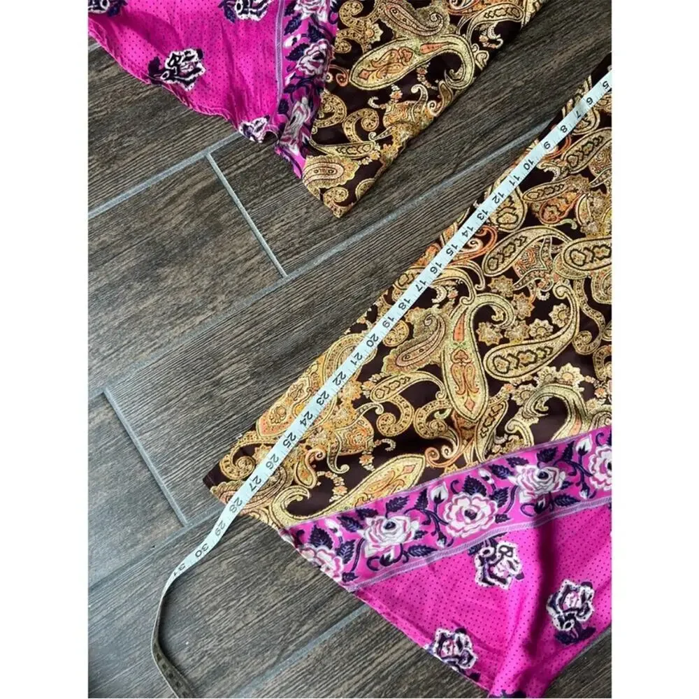 FREE PEOPLE Miranda Printed Jumpsuit In Jewel Combo Large Bohemian Pink and Gold